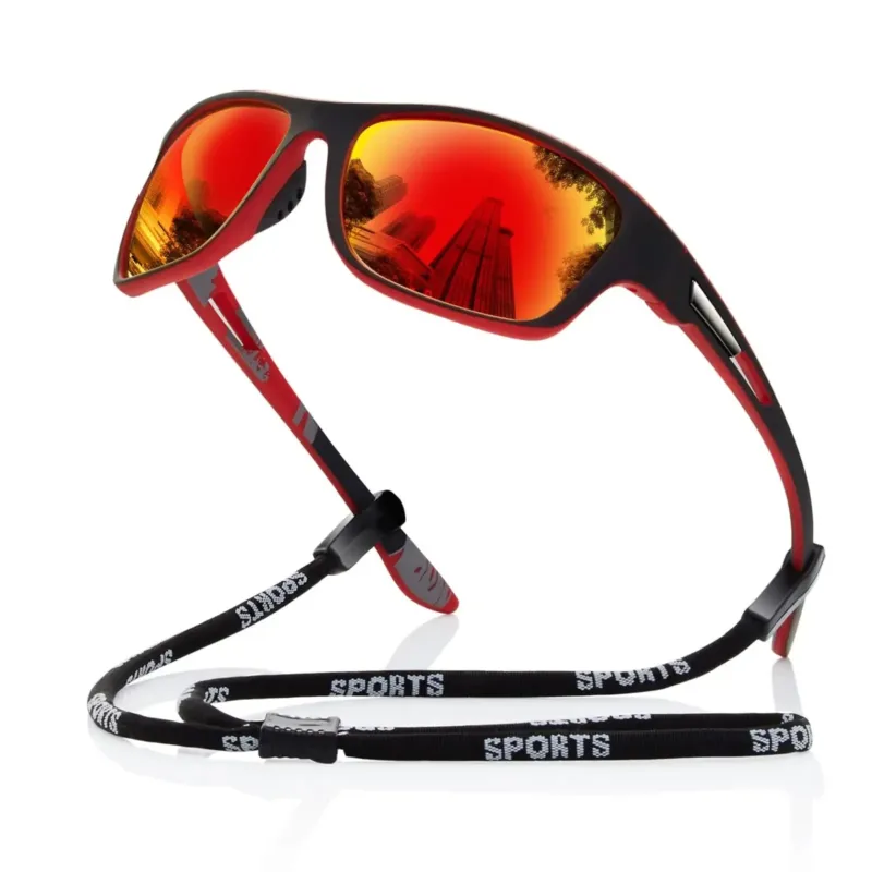 Polarized Sports Sunglasses UV400 Protection Red Mirror Lens - Product showcase