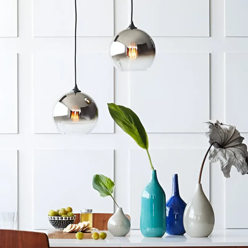 Modern Glass Pendant Light Smokey Globe Design - Product showcase