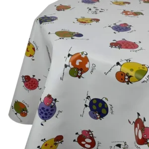 Wachstuch Kleine Kühe Bunt Weiß rund / oval