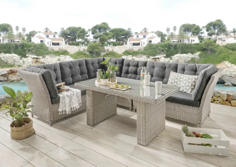 Loungegruppe PALMA DE LUXE mit Esstisch vintage weiß