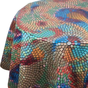 Wachstuch Mosaik Bunt Steine rund / oval