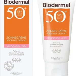 Biodermale zonbescherming voor de gevoelige huid - SPF 50 - 50 ml - Zonbescherming voor het gezicht - Verpakking beschadigd