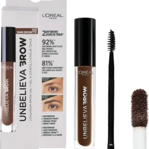 L'Oréal Paris Unbelieva Brow Wenkbrauwgel - 108 Donker bruin- waterproof