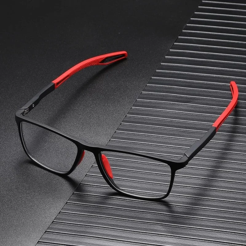 Multifocal Reading Glasses Ultralight Polycarbonate Frame with Red Accents - Product showcase