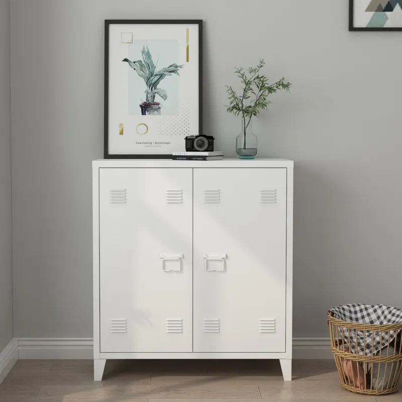 Metallschrank Oripää - 90x80x33cm - Weiß