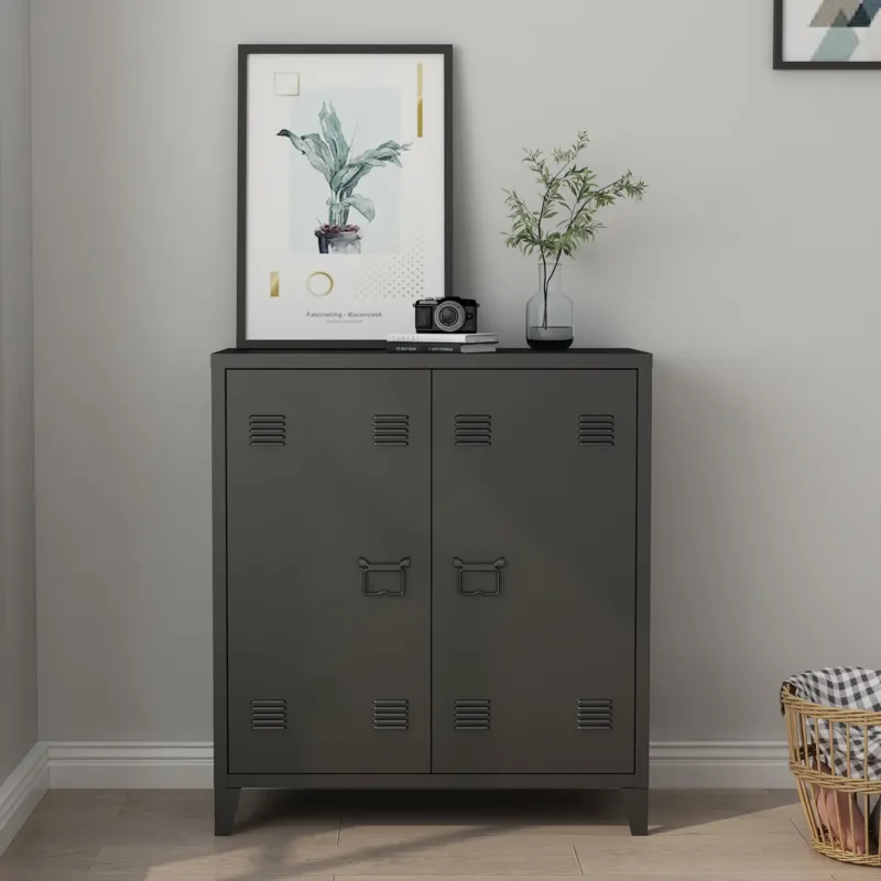 Metallschrank Oripää - 90x80x33cm - Schwarz