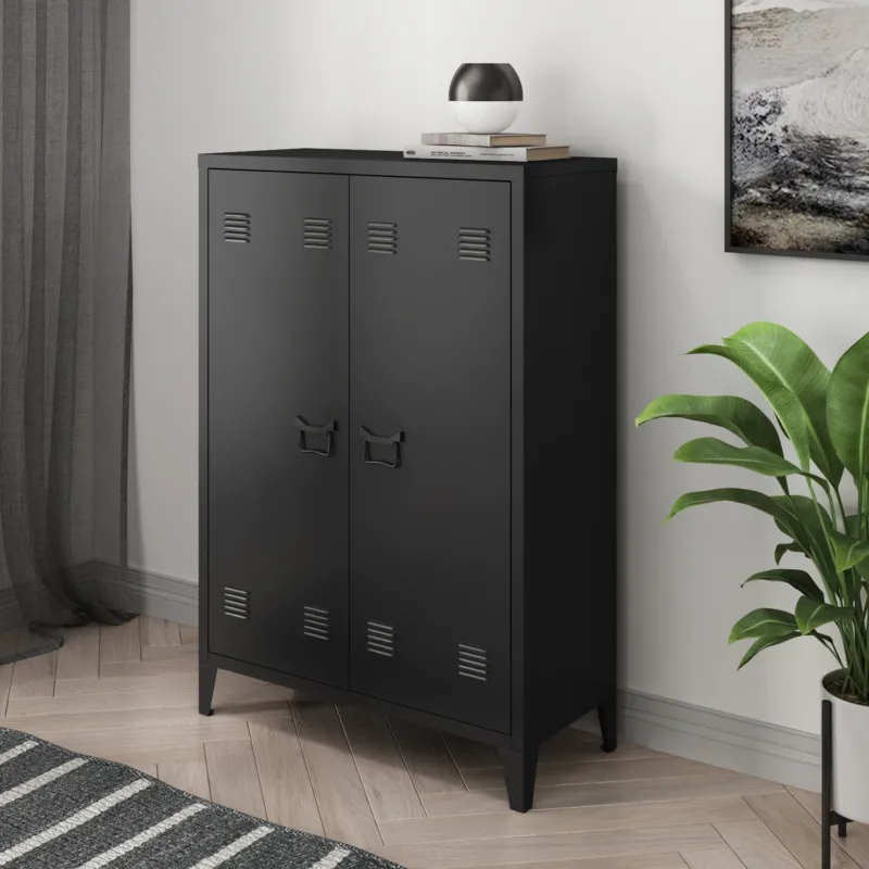 Metallschrank Oripää - 110x75x33cm - Schwarz