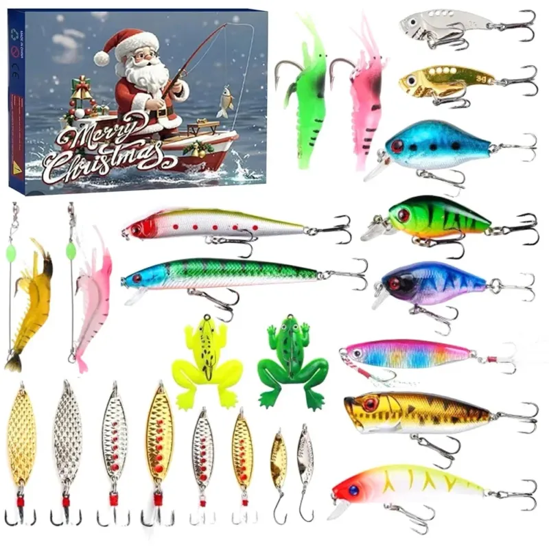 Fishing Advent Calendar 24 Premium Lures for Christmas Countdown - Product showcase
