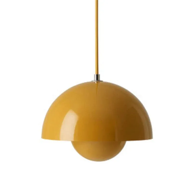 Modern Pendant Light Mustard Yellow Dome Shade - Product showcase