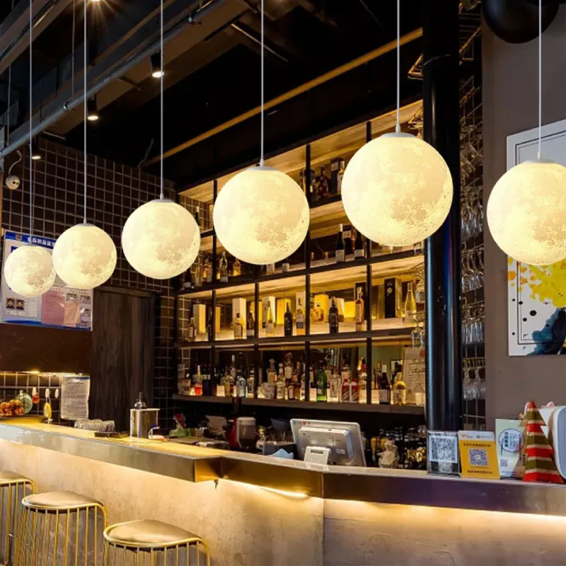Moon Pendant Light Lunar Pattern Hanging Globe - Product showcase
