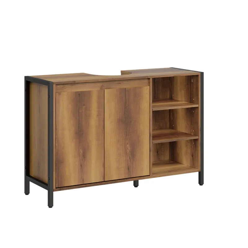 SoBuy Waschbeckenunterschrank 90cm Breit mit U-Aussparung Industrial-Stil BZR63-L-PF