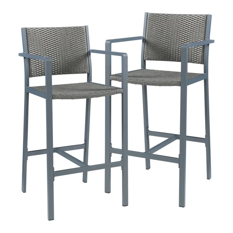 Outdoor - Barstuhl 2er Set Avise Aluminium Dunkelgrau [casa.pro] - premiumXL