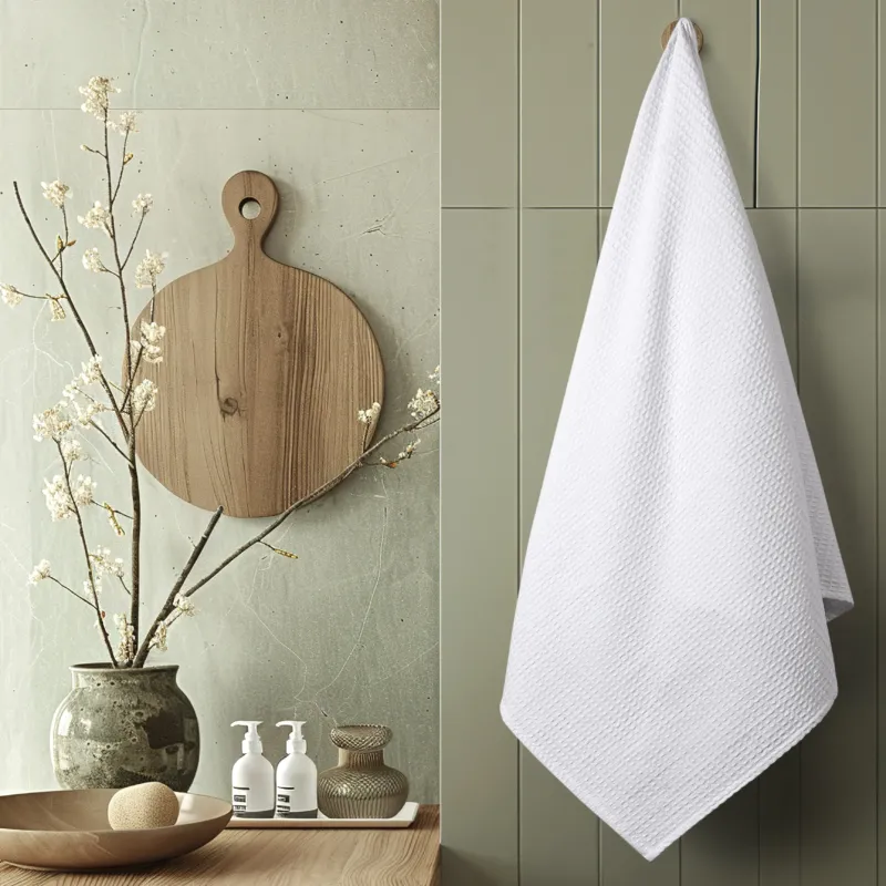 Quick Dry Waffle Bath Towel - White