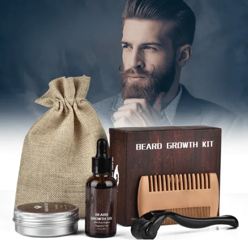 Beard Growth Kit Complete Care Set with Dermaroller and Natural Oils - Product detail 4