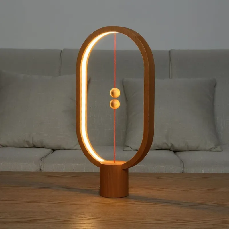 Wooden Table Lamp Magnetic Touch Control LED Light - Product detail 4