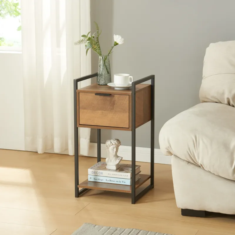 Beistelltisch Namsskogan 62x33x32cm Walnussoptik [en.casa] - premiumXL