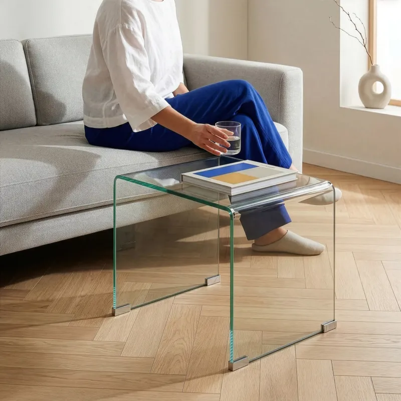 Beistelltisch Varlofrek Glas 50x50x50 cm [en.casa]