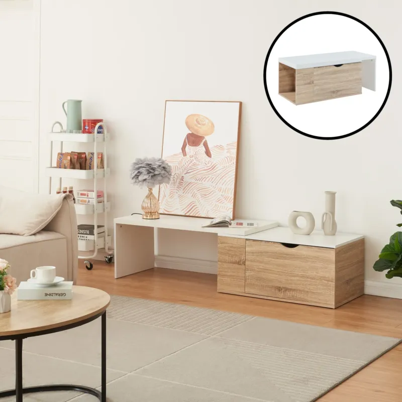 Beistelltisch Österåker 100x47,5x40 cm Holzoptik/Weiß [en.casa] - premiumXL