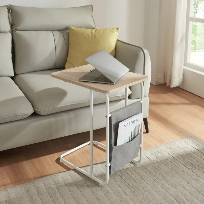 Laptoptisch Dyrøy 56x48x37cm Weiß/Eiche [en.casa] - premiumXL