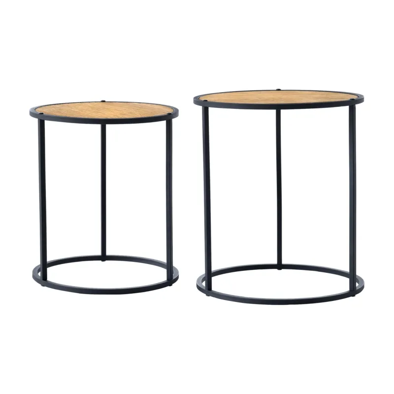 Satztisch Moriusaq im 2er Set rund Holz - Optik [en.casa] - premiumXL