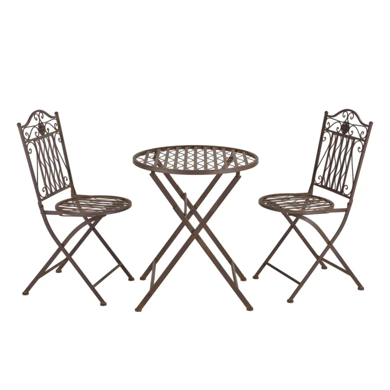 Bistroset Biella 3 - tlg. klappbar Metall [en.casa] - premiumXL