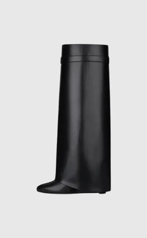 Modern Wedge Boots Black Vegan Leather With Lock Detail - Product detail 4