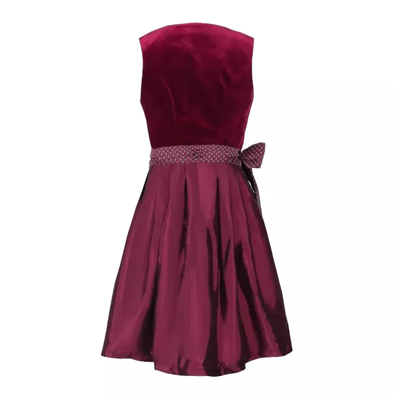 Traditional Dirndl Dress Burgundy Velvet with Lace Detail - Product example