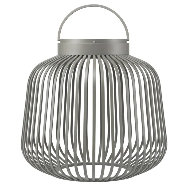 Blomus Lito draagbare lantaarn gemaakt van grijs gepoedercoat ijzer en aluminium en led lamp