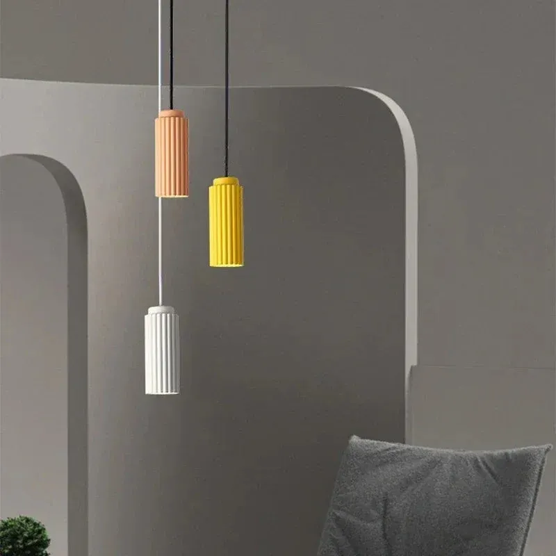 Nordic Pendant Light Fluted Cylinder LED Design - Detailed view