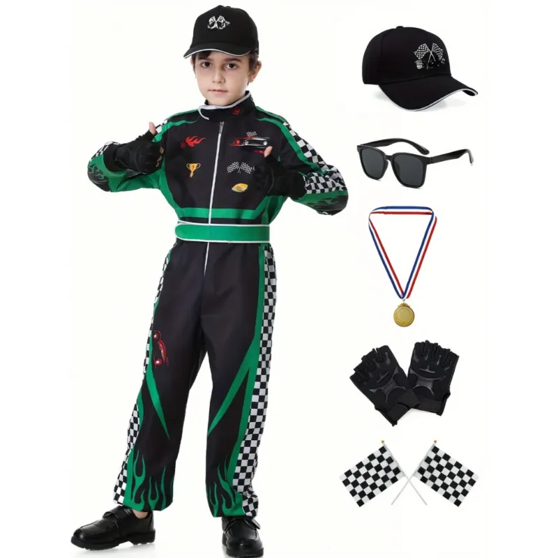 Kids Racing Champion Costume Complete Motorsport Set - Product showcase