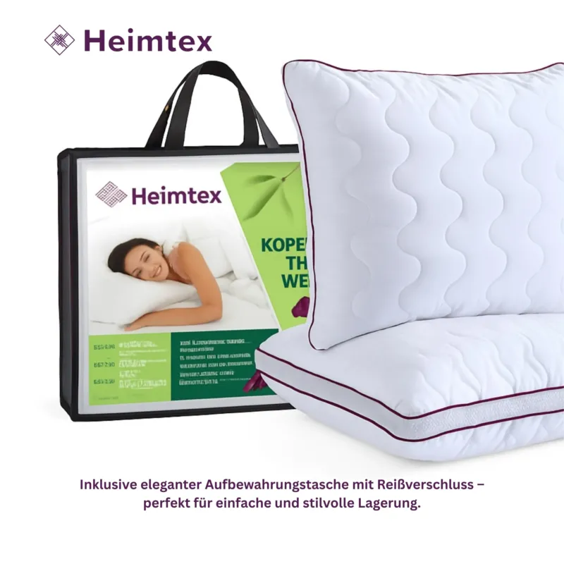 Atmungsaktives Mikrofaser-Kopfkissen 80x80cm – Verstellbarer Härtegrad mit Airflow-Netz | Made in Germany | 1er- oder 2er-Pack | Waschbar mit wiederverwendbarer Aufbewahrungstasche