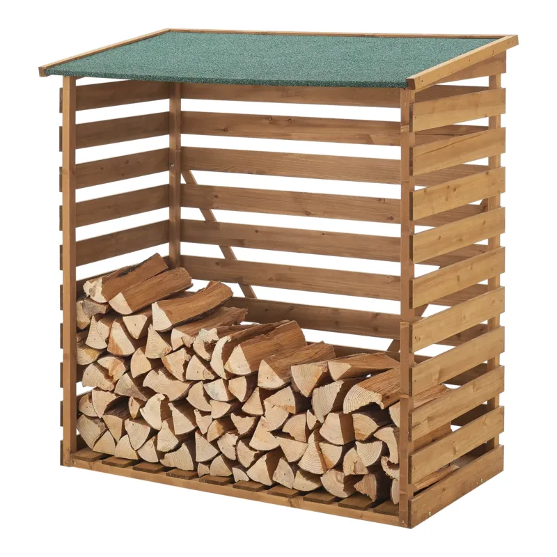 Brennholzunterstand 123x116x64cm Natur Tannenholz [en.casa] - premiumXL