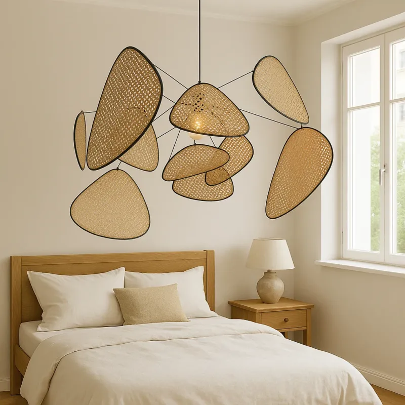 Modern Rattan Pendant Light Natural Woven Panels Design - Product showcase
