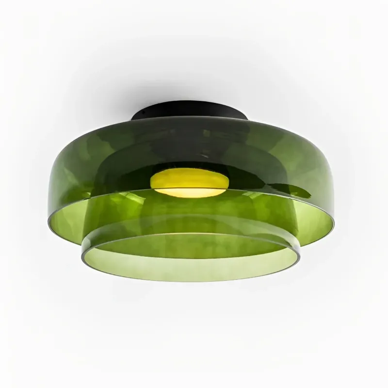 Modern Glass Ceiling Light Layered Green Pendant Lamp - Product showcase