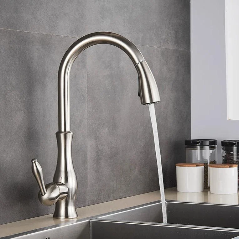 Modern Pull-Out Kitchen Faucet Brushed Stainless Steel Design - Product showcase