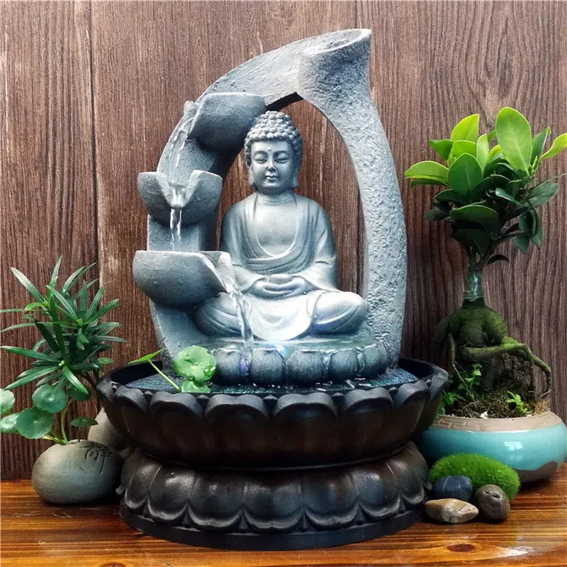 Zen Buddha Fountain Indoor Cascading Water Feature - Product showcase