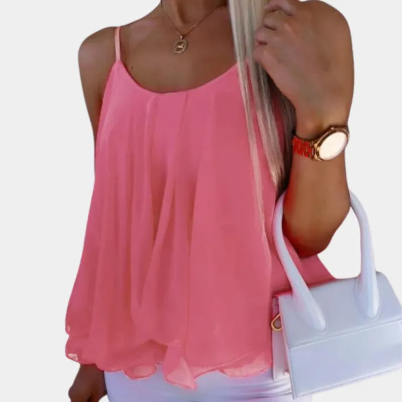 Summer Chiffon Tank Top Flowy Sleeveless Design - Product showcase