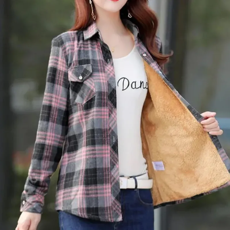 Plaid Fleece Lined Shirt Soft Cotton Flannel With Thermal Interior - Product showcase