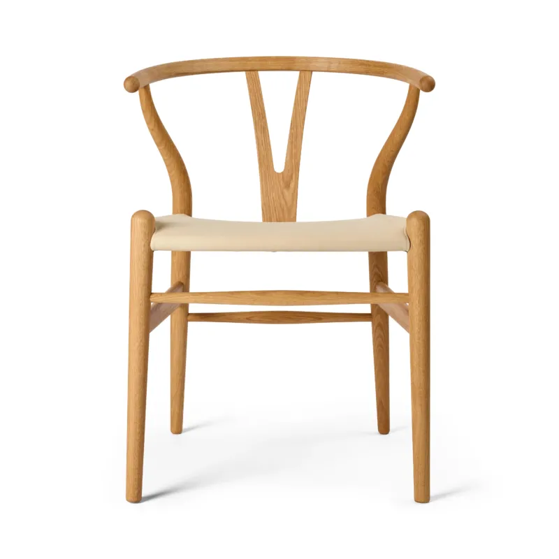 Wishbone Chair CH24P, Eiche geölt mit Terra 20364 Leder von Hans J. Wegner