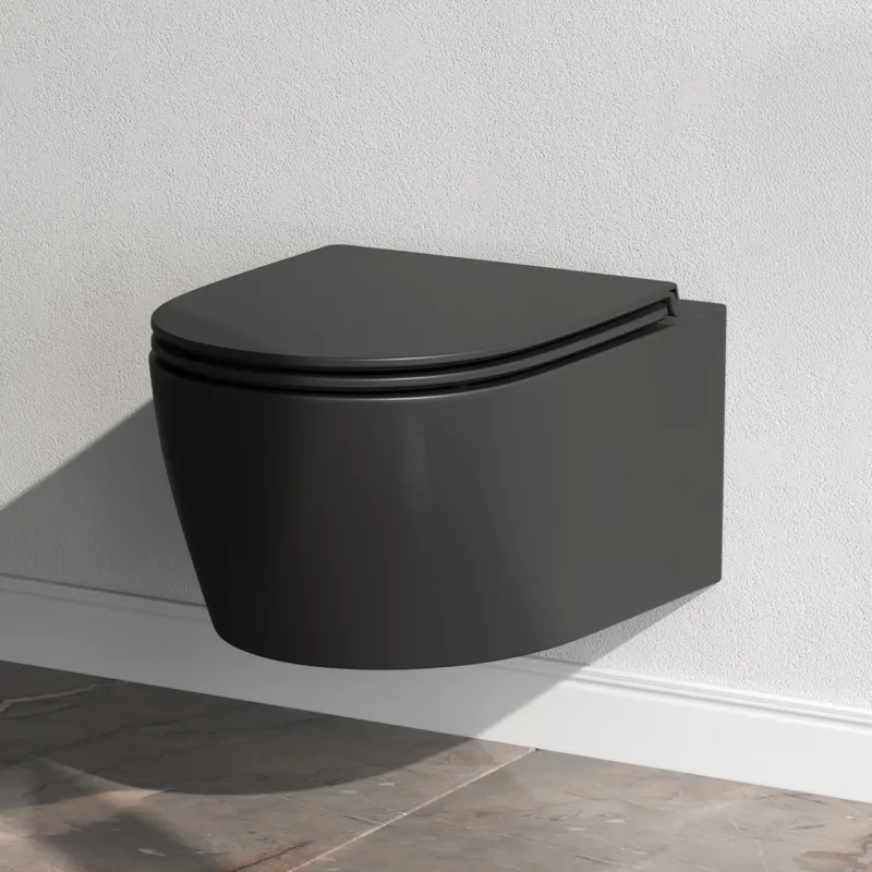 Wand-WC X-Joy S FlashClean spülrandlos mit WC-Sitz, Schwarz – CXB1700MBSC