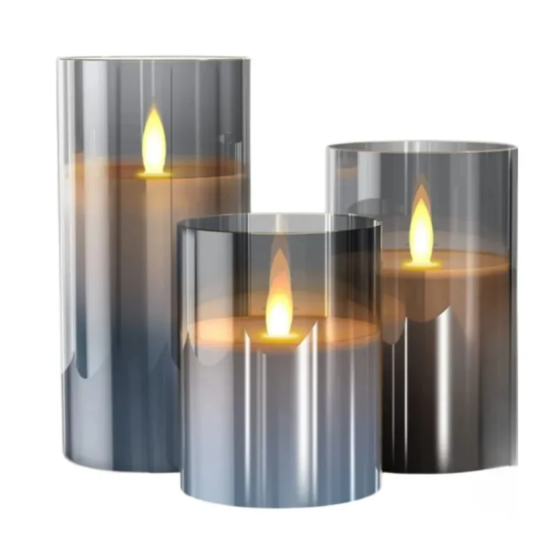 LED Flameless Candle Holders Remote Control Glass Design Set - Detailed view