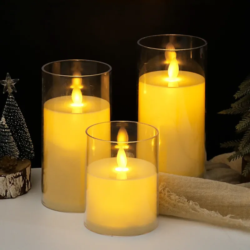 LED Flameless Candle Holders Remote Control Glass Design Set - Product detail 4
