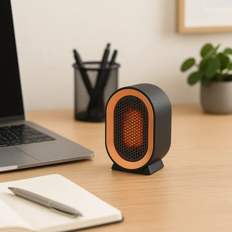 Compact Ceramic Space Heater Portable Desktop Design with Safety Features - Product showcase