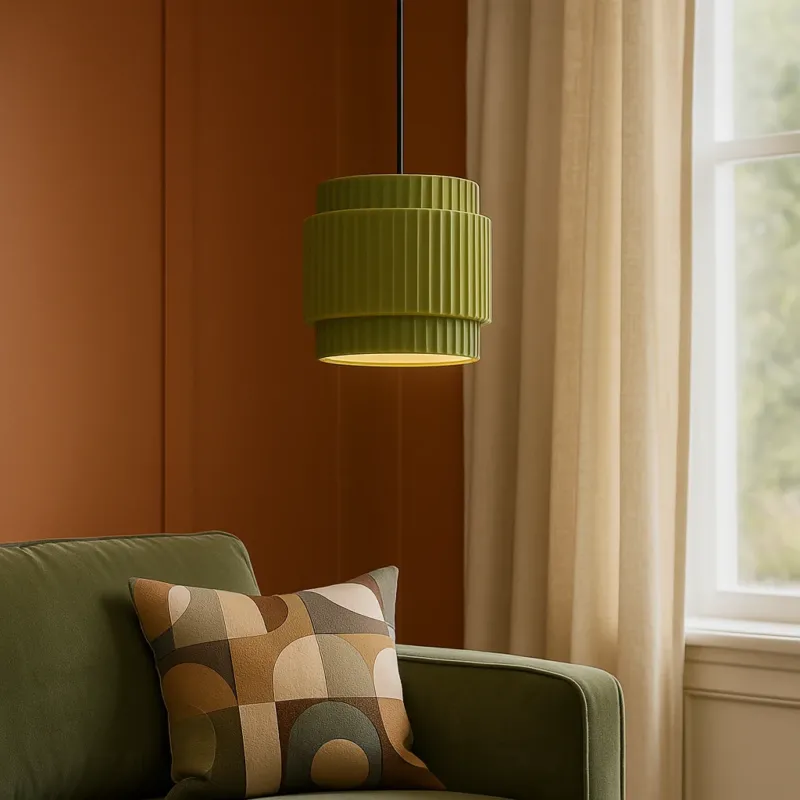Modern Pendant Light Ribbed Ceramic Shade Design - Product example