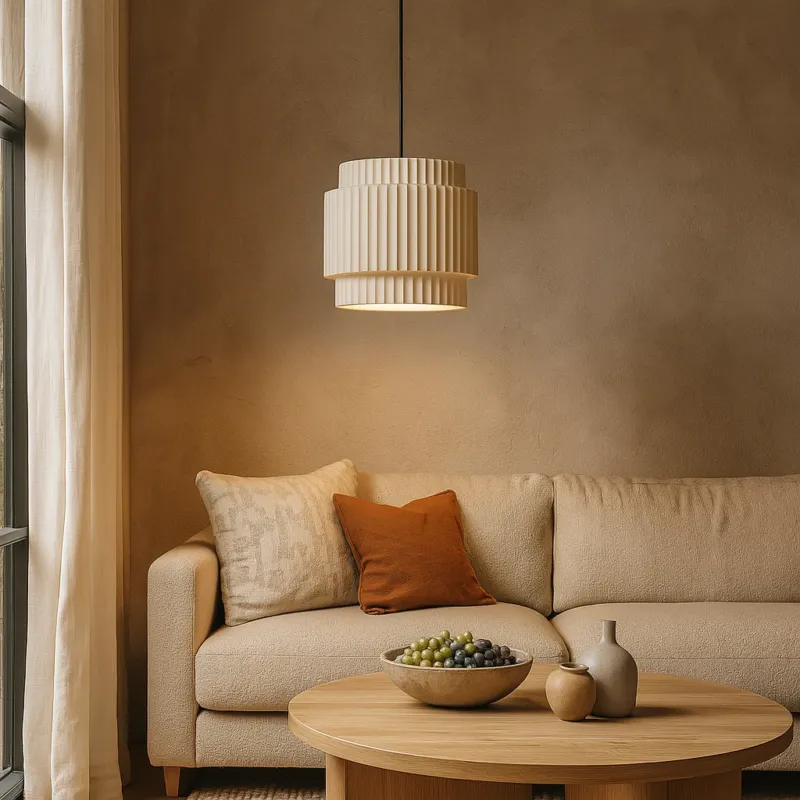 Modern Pendant Light Ribbed Ceramic Shade Design - Product detail 4