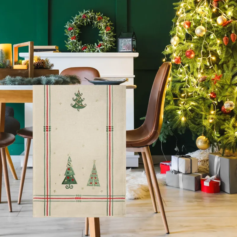 Leinen Optik Christmas Tischdecke wasserabweisend, Weihnachten, Tanne, X-Mas