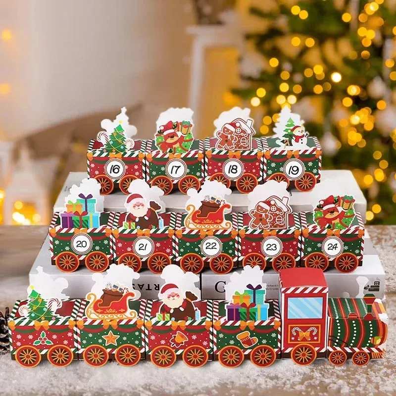 Christmas Train Advent Calendar 24 Festive Boxes with Holiday Characters - Product showcase