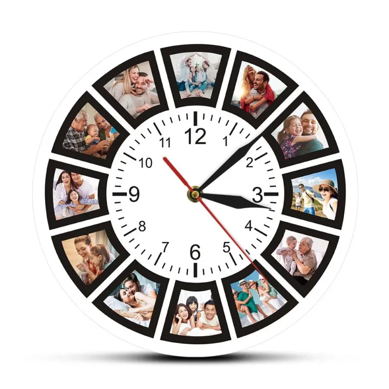 Photo Collage Wall Clock 12 Custom Memory Display - Product showcase