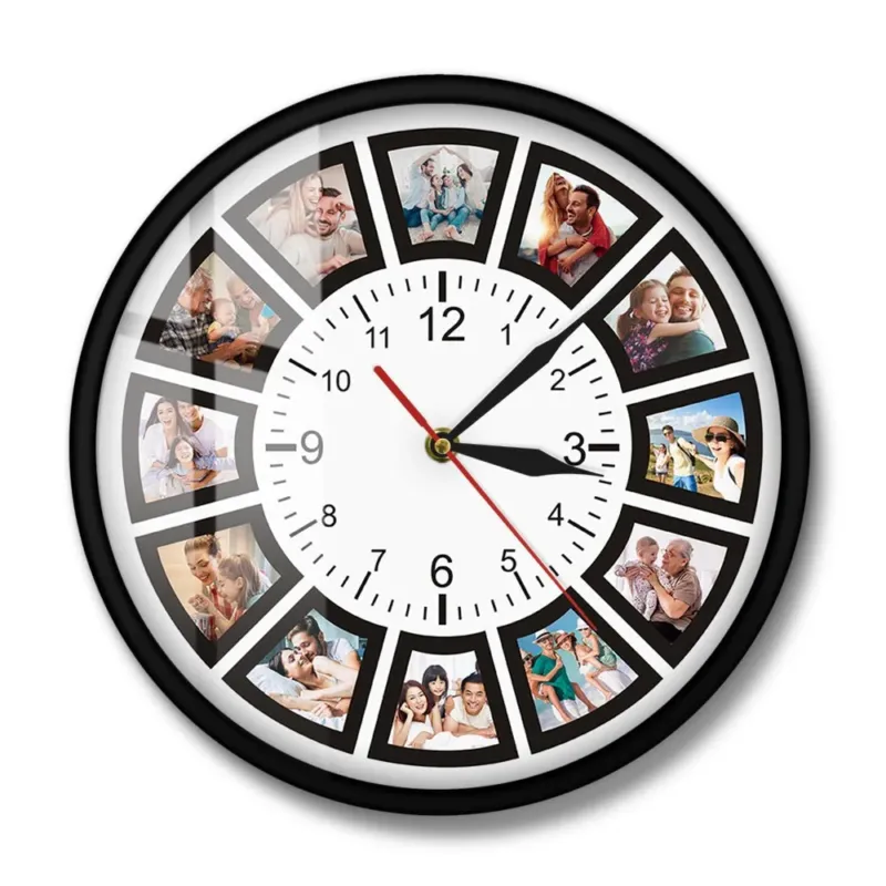 Photo Collage Wall Clock 12 Custom Memory Display - Product example
