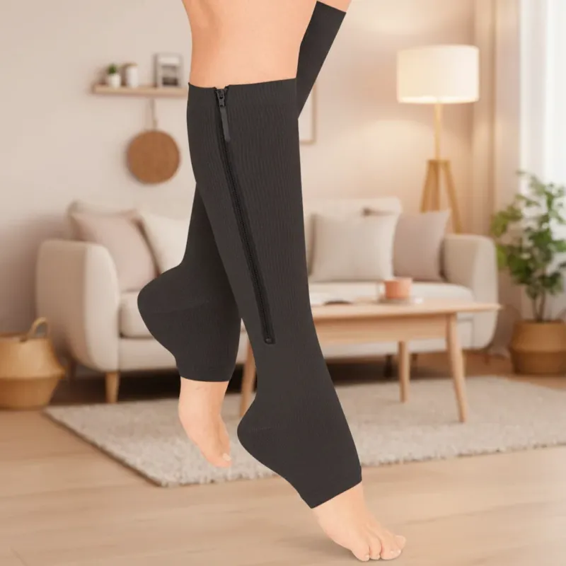 Compression Socks Therapeutic Zipper Support with Open Toe - Product showcase